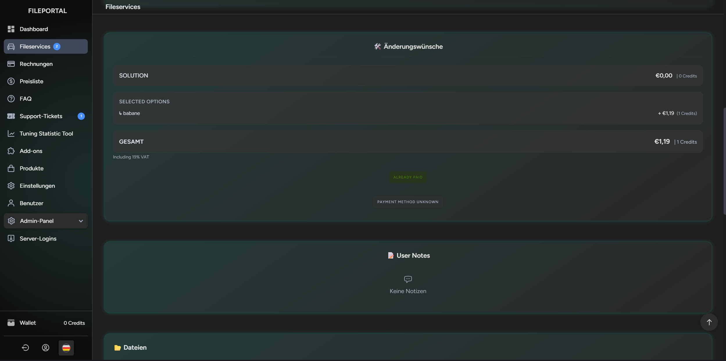 Fileservice Verwaltung